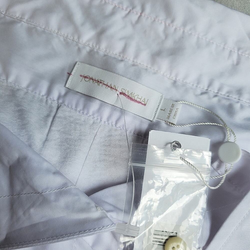 NWT$500 Jonathan Simkhai White Ansley Off-The-Shoulder Shirt Midi Dress Sz Large - Picture 13 of 16